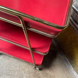 Lipstick Red and Gold Bar Cart