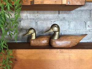 Brass and Wood Duck Set (2)