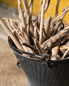 Decorative Tin Bucket w/ Dried Twigs