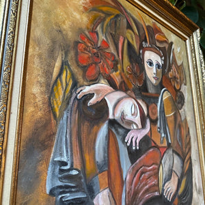Lovers with Flowers, Oil on Canvas