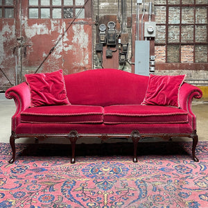 Red Mohair Velvet Couch