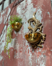 Load image into Gallery viewer, Brass Asymmetrical Wall-Mounted Planter Set (2)
