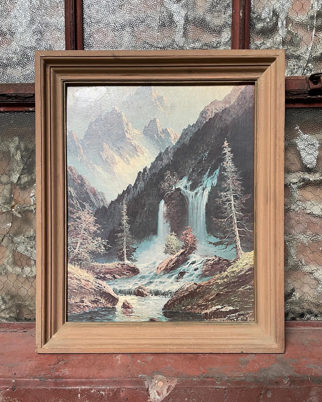 Framed Mountain Landscape Textured Print