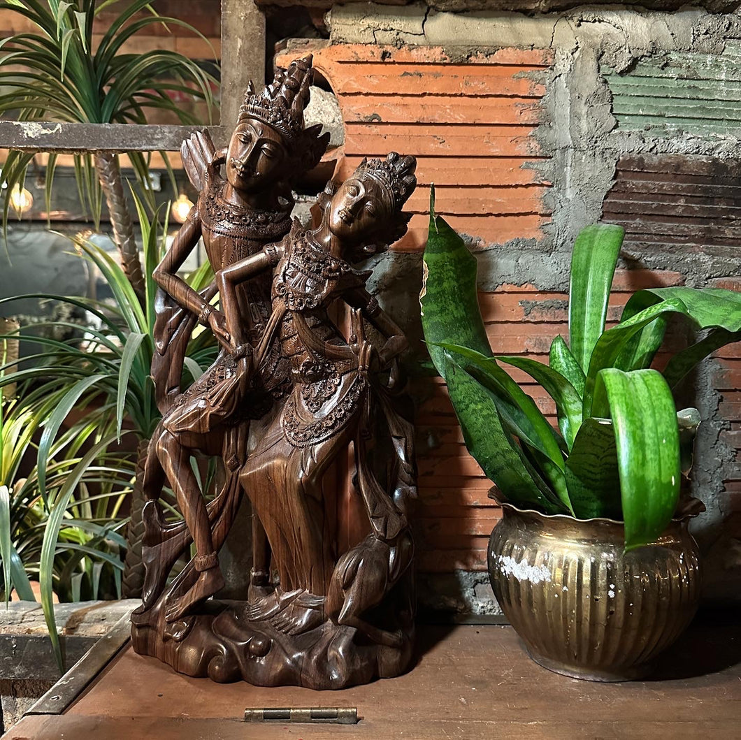 Rama and Sita, Carved Ironwood Statue