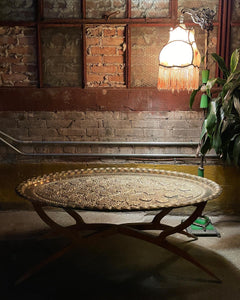 Mid-Century Brass-Tray Coffee Table