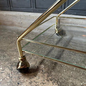 Two-Tier Gold Bar Cart on Casters