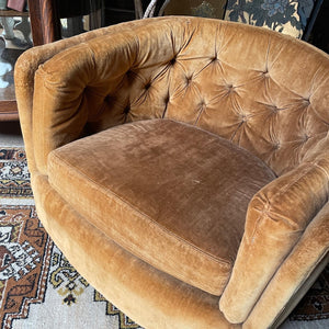 Mustard / Gold Tufted Swivel Chair