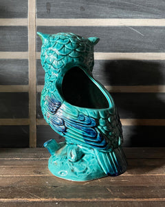 Turquoise Ceramic Owl Planter