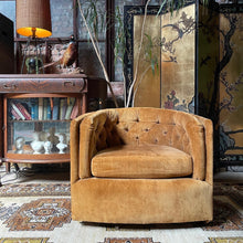 Load image into Gallery viewer, Mustard / Gold Tufted Swivel Chair
