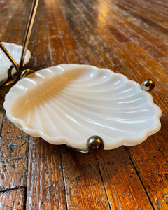 Milk Glass Seashell Tray / Soap Dish
