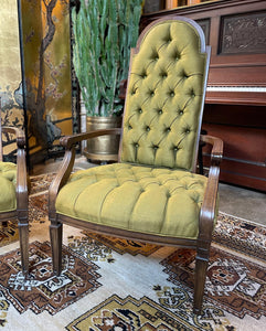 Green Tufted High-back Chair Set (2)