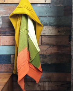 White / Mustard / Green / Orange Braided Blanket
