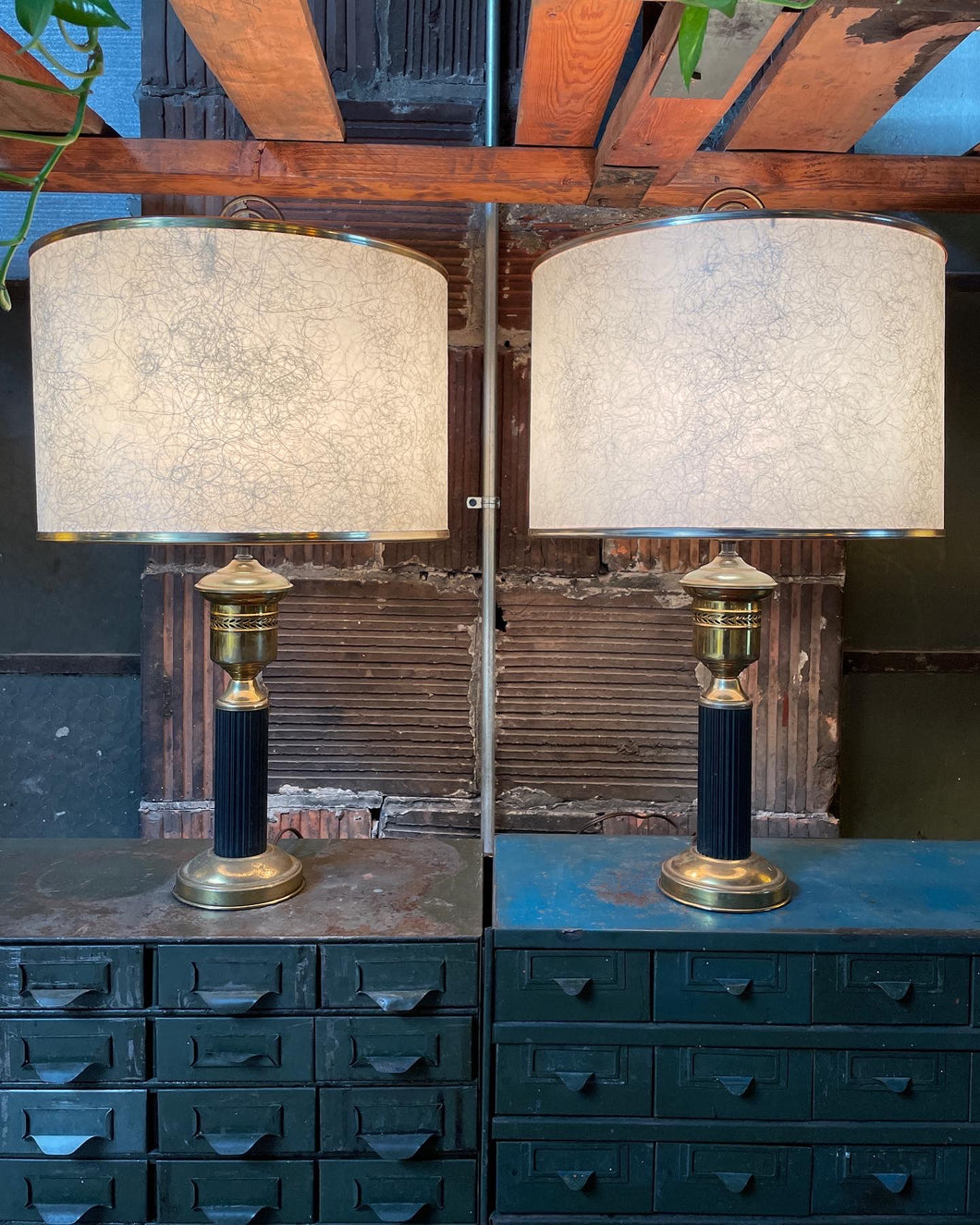 Fiberglass-Style Shaded Lamp Set (2)