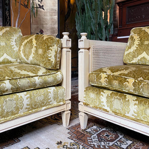 Chartreuse & Cane Loveseat, Two (2) Available