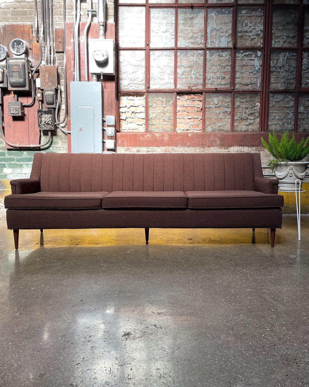Mid-Century Brown Flexsteel Sofa