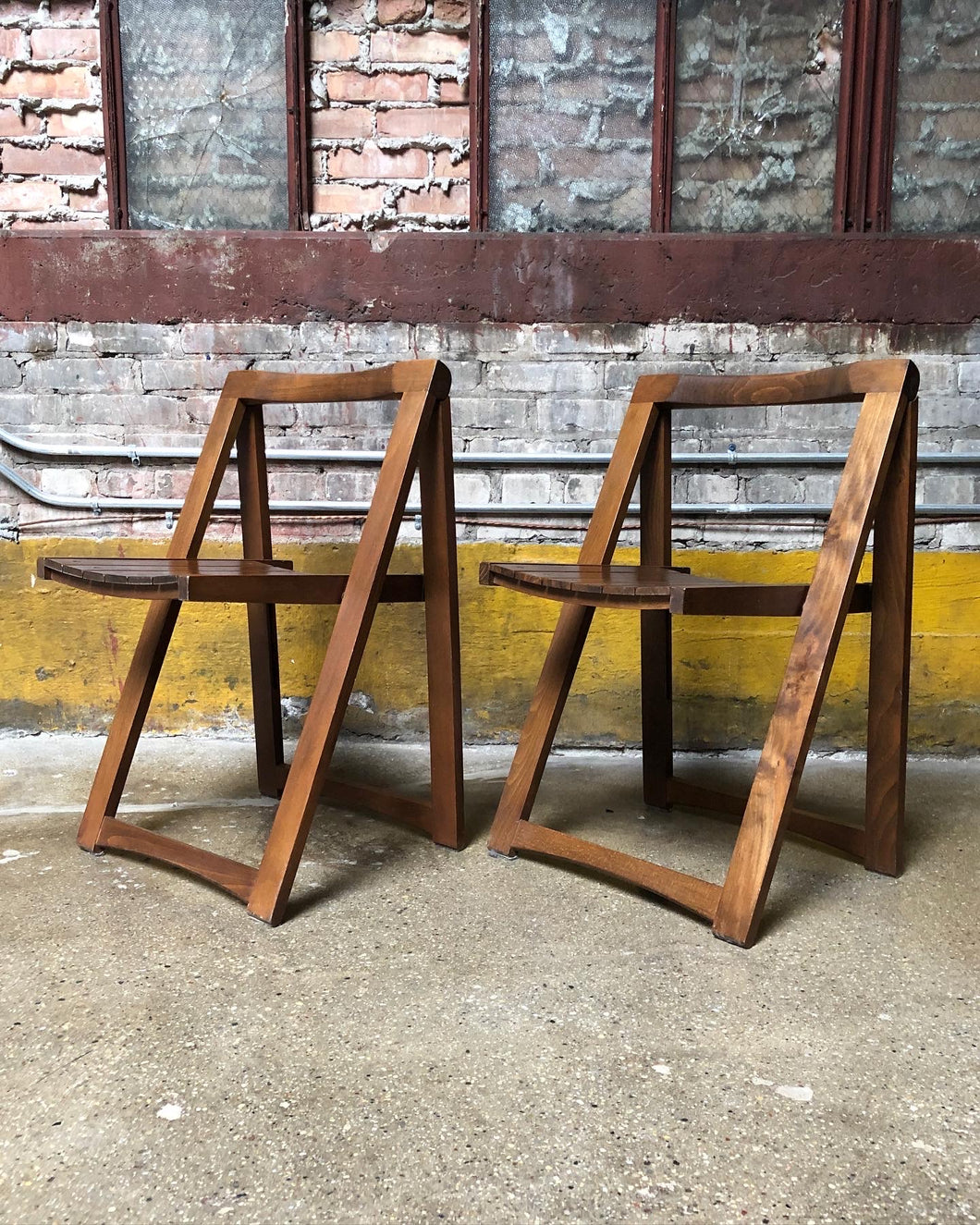 Yugoslavian A-Frame Folding Chair Set (2)