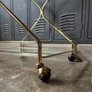 Two-Tier Gold Bar Cart on Casters