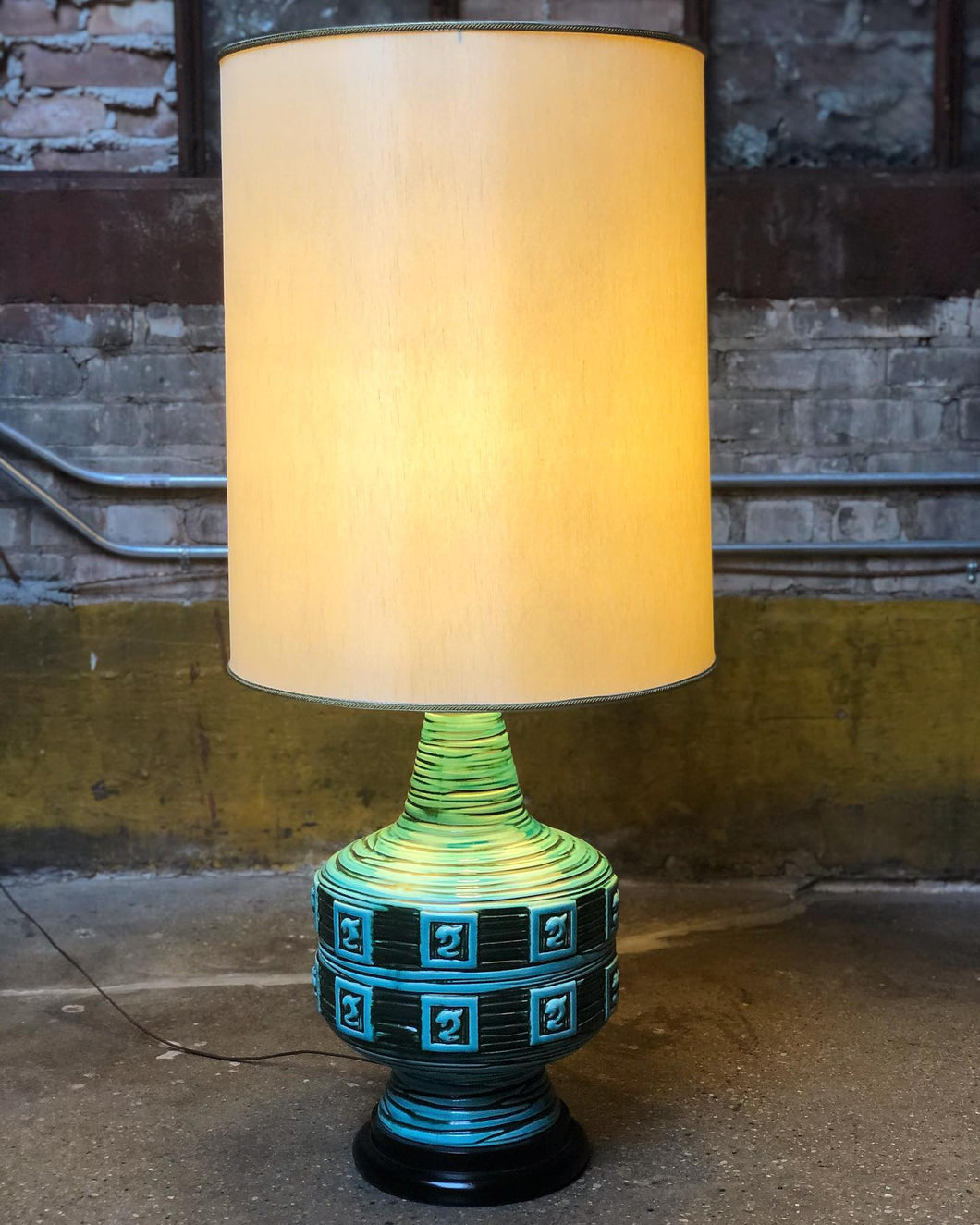 Large Turquoise Ceramic Lamp