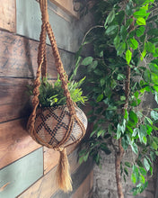 Load image into Gallery viewer, Macrame Hanger and Woven Basket Planter
