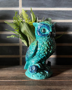 Turquoise Ceramic Owl Planter