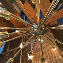 Load image into Gallery viewer, Mid-Century Sputnik 24-light Brass Chandelier
