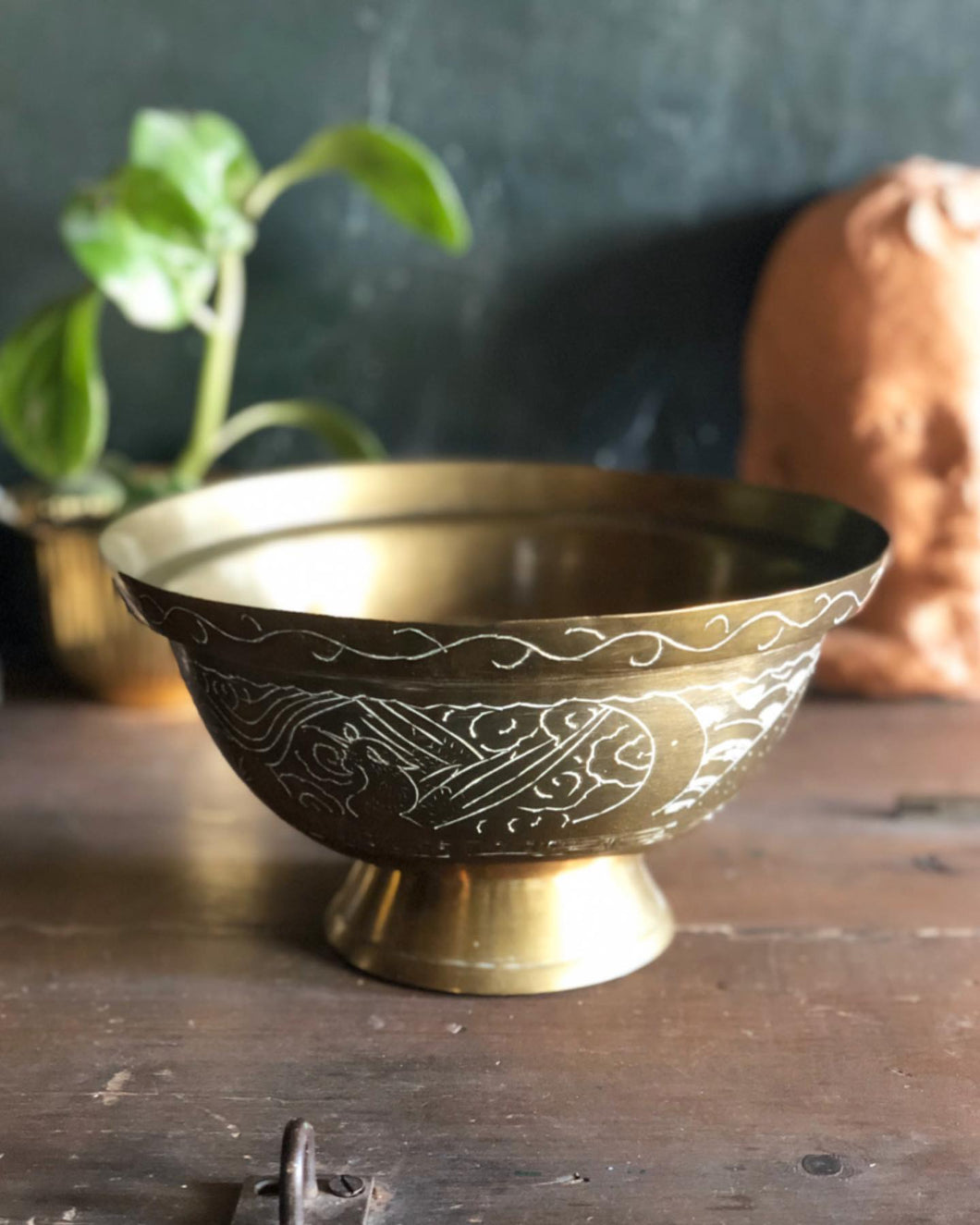 Etched Brass Dragon Bowl