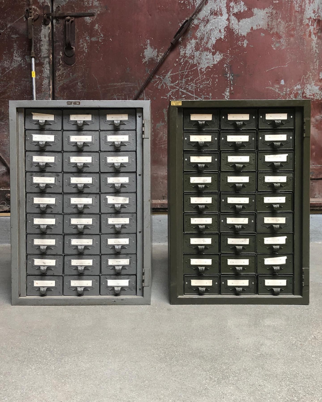 Industrial A-Z Card Catalogue / Side Table Set (2)