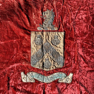 Antique Crushed Velvet Coat of Arms Tapestry