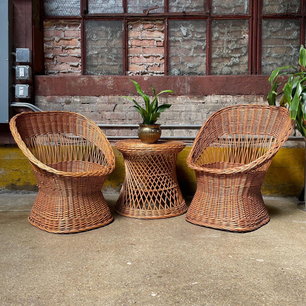 Wicker Buckets and Table Set (3)