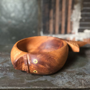 Carved Wood Fish Bowl