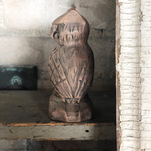 Carved Wood Owl Figurine