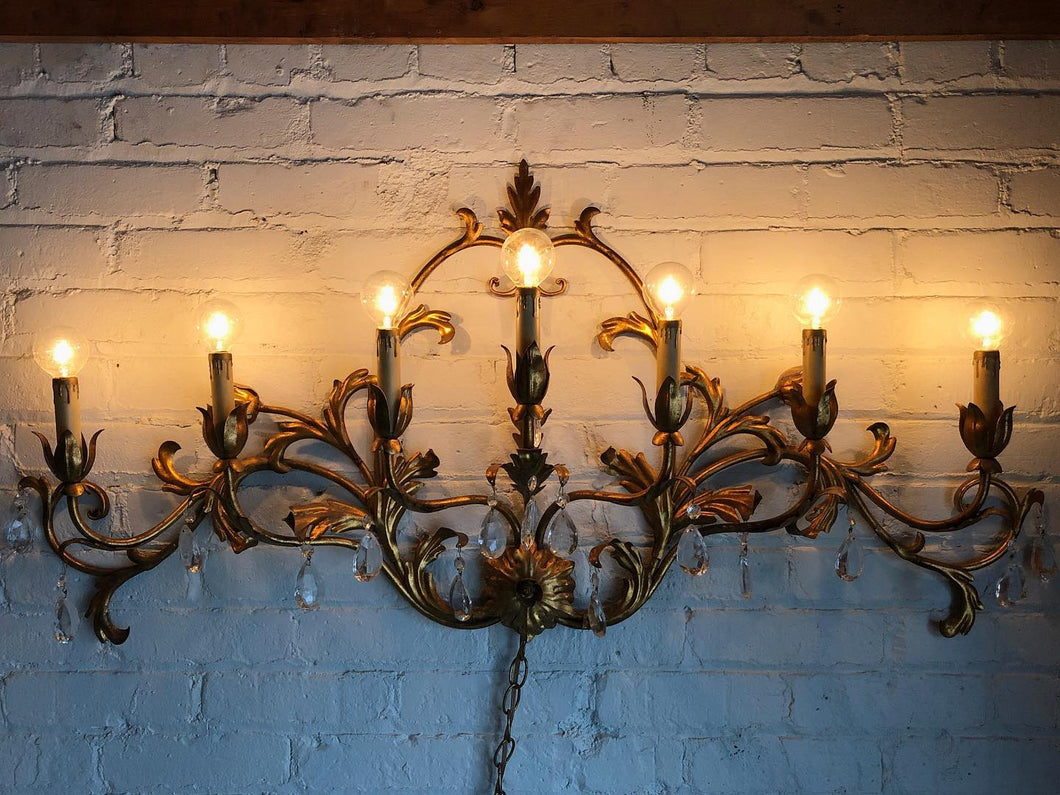 Grand Gold Leaf Wall Sconce