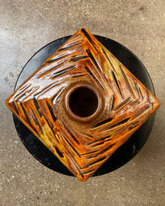 Glazed Ceramic Vase, Cubed