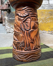 Load image into Gallery viewer, Carved Elephant Drum Plant Stand
