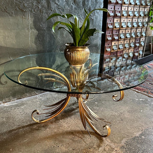Golden Wheat Hollywood Regency Coffee Table