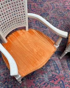 Orange Sherbet Caned Chair Set (2)