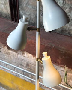 White & Gold Three-Way Standing Lamp
