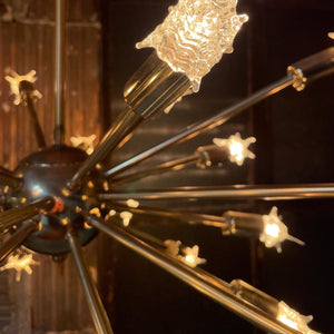 Mid-Century Sputnik 24-light Brass Chandelier