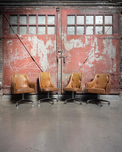 Brown Vinyl Swivel Chair Set (4)