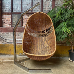 Mid-Century Wicker Hanging Egg Chair