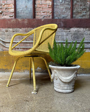 Load image into Gallery viewer, Swiveling Yellow Wicker Chair

