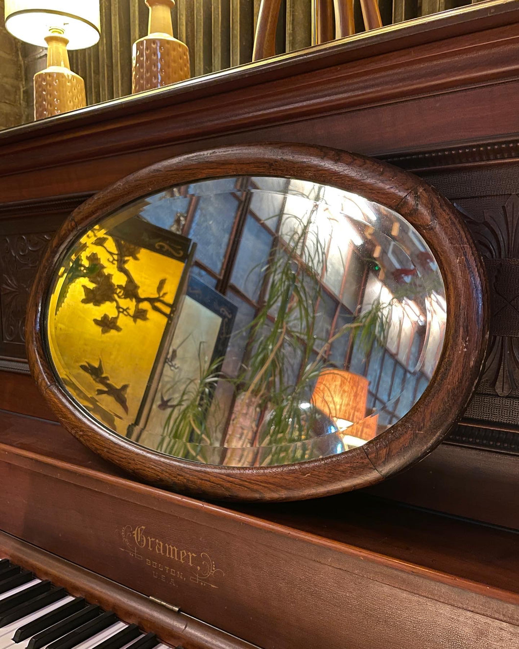 Antique Beveled Oval Mirror
