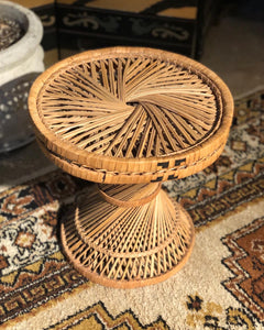 Wicker Hourglass Plant Stand / Mini Side Table
