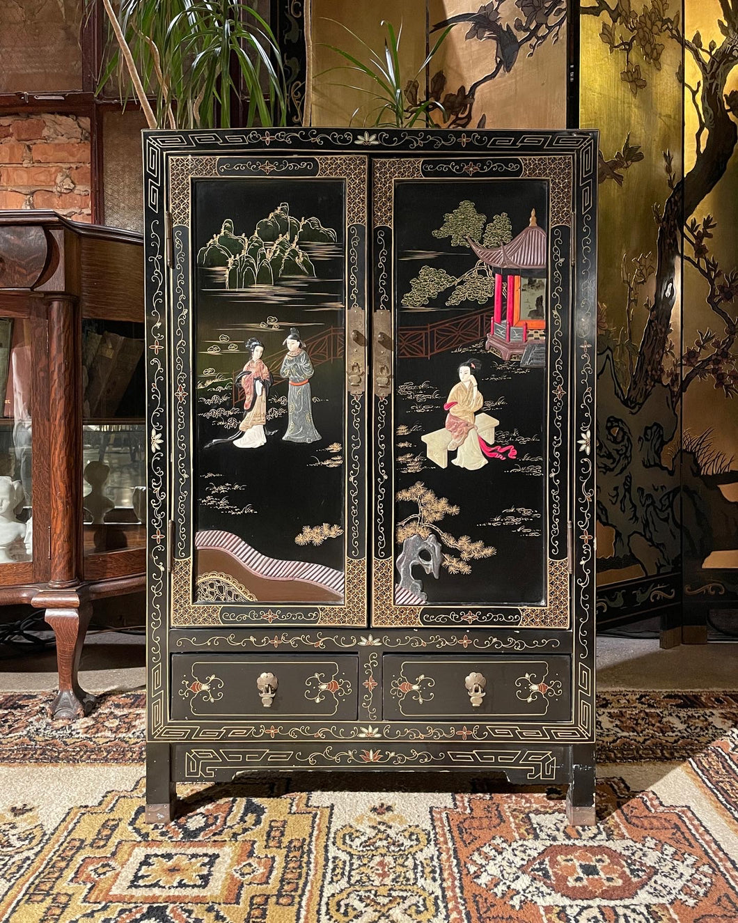 Black Lacquered Chinese Cabinet