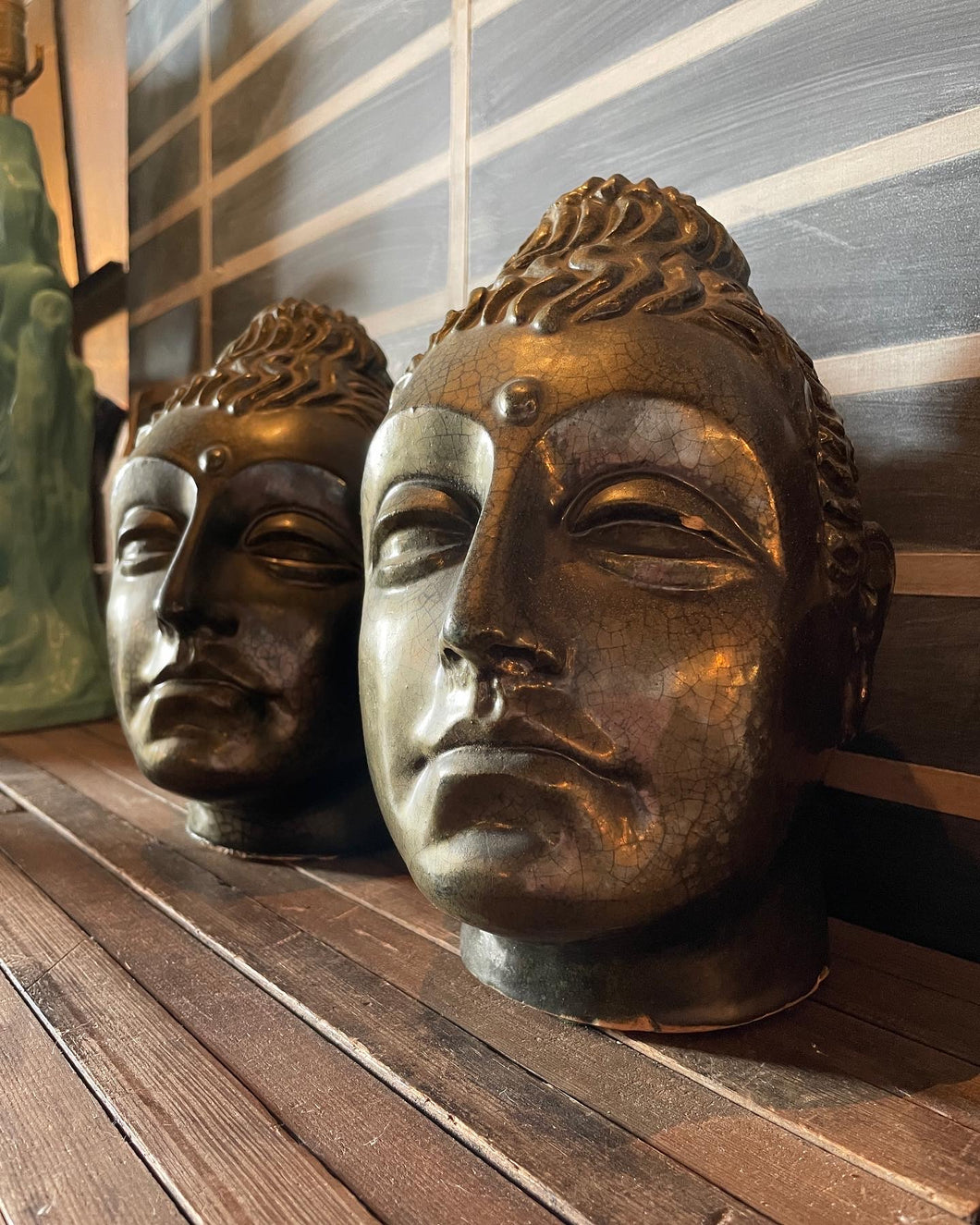 ONE LEFT - Crackle Glaze Ceramic Buddha Heads (Sold Separately)