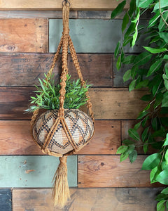 Macrame Hanger and Woven Basket Planter