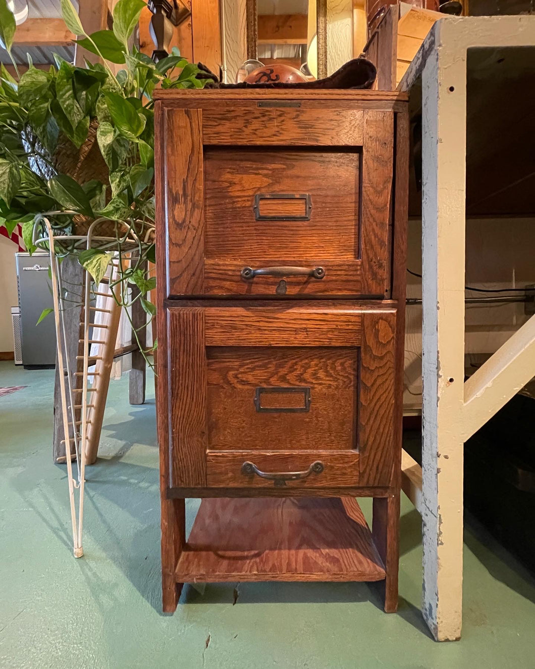 Antique Wood File Cabinet / End Table