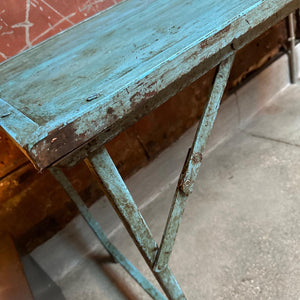 Blue Industrial Console Table