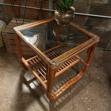 Load image into Gallery viewer, Rattan and Glass Side Table
