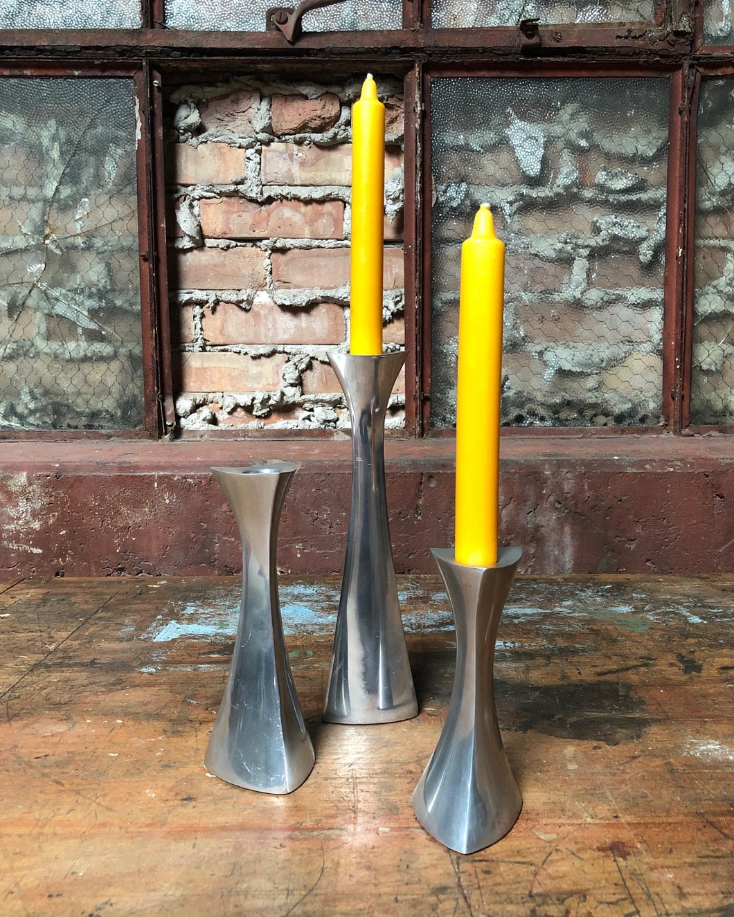 Nambé Tri-Corner Candlestick Holder Set (3)